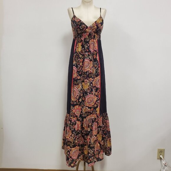 Vintage Boston Proper Womens Y2K Patchwork Babydoll Maxi Dress Size 2 Preppy 90S - Picture 1 of 11